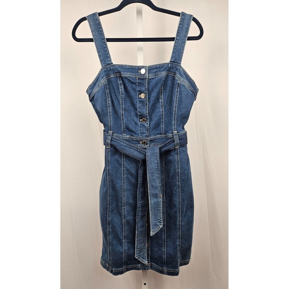 White House Black Market Dresses & Skirts - WHBM Denim Button Front Dress Belted Stretch Seam Medium Wash Size 8 Sleeveless